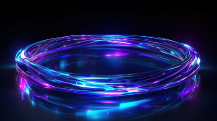 Futuristic Neon Ring with Blue and Purple Lights