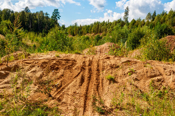 The track on the old sand quarry where pit bikers and enduro motorcyclists have fun
