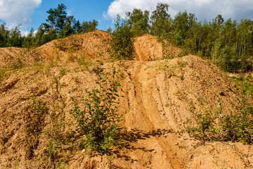 The track on the old sand quarry where pit bikers and enduro motorcyclists have fun