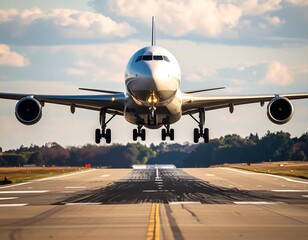 Obraz premium Jet landing on runway