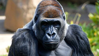 Obraz premium Gorilla Portrait at Zoo Enclosure