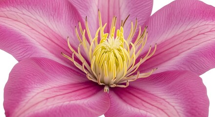 Close-up of a vibrant pink clematis flower.