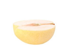 Half Chinese pear nashi pyrus pyrifolia on transparent png
