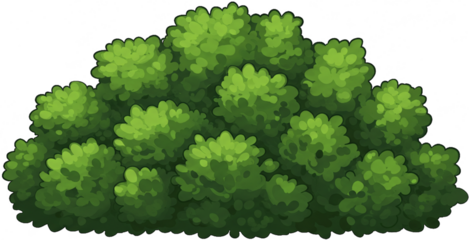 Cartoonish Lush Green Bush Cluster Illustration.