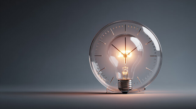 Unique clock design featuring a glowing light bulb and clock face, blending functionality and creativity in modern decor