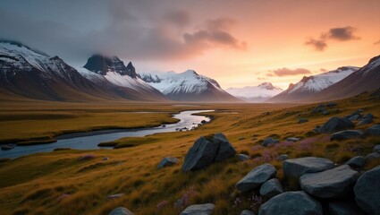 sunset in the mountains
