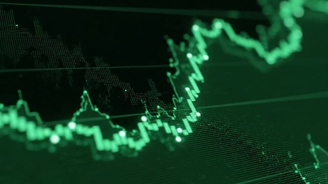 Dynamic financial graph animation in emerald green hue with business insights
