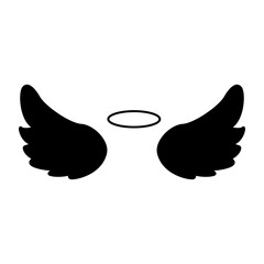 Halo with wings icon vector. Angel wings illustration sign. Deceased symbol or logo. Halo mark.