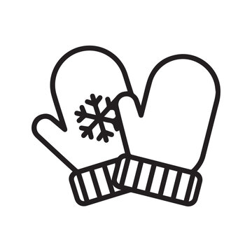 black outline mittens with snowflake clip art preview