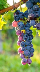 Close-up of a bunch of grapes hanging from a vine (1)