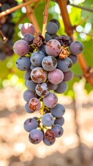 Close-up of a bunch of grapes hanging from a vine
