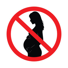 Vector art of symbol prohibiting alcohol consumption during pregnancy, emphasizing the importance of abstaining for fetal health