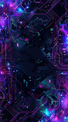 Futuristic Neon Circuit Board Design