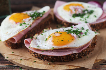 The Strammer Max sandwich, traditional dish in Germany Berlin and Saxon region