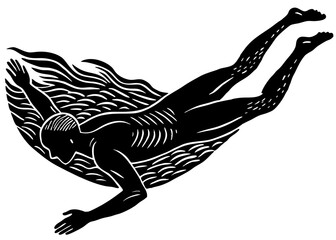 Swimmer Diving into Water Silhouette, Swimming Sport SVG, PNG