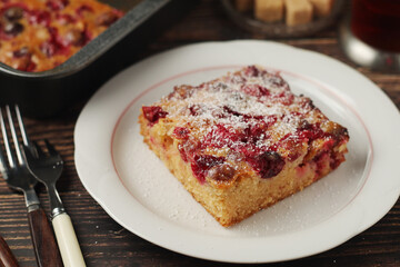A cranberry pie, freshly backed and ready to be served