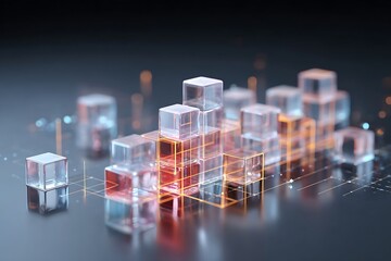Dynamic 3D rendered cubes representing data visualization and modern technology for business and innovation
