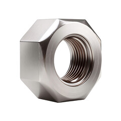 Close-up metallic nut with internal threading for mechanical fastening applications