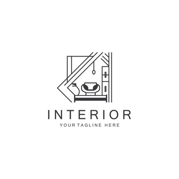 Interior Home logo creative design minimalist geometric lines