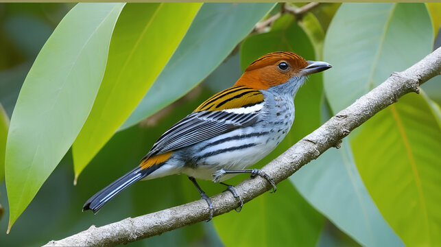 Chestnut-crested Cotinga Ampelion rufaxilla, Striking and scarce, this cotinga is found atop the canopy in the subtropical and temperate zone in the Andes.