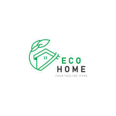 Eco home leaf logo design business concept with flat style element
