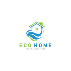 Eco home leaf logo design business concept with flat style element
