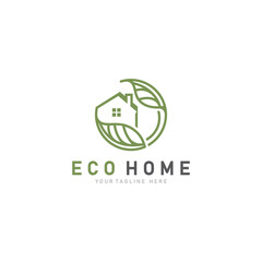 Eco home leaf logo design business concept with flat style element