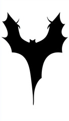 simple vector logo, perfect shaped flying halloween illustration bat. black isolated on white