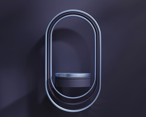 3D rendering abstract blue platform cosmetic podium product presentation background	
