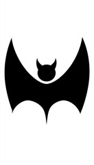 simple vector logo, perfect shaped flying halloween illustration bat. black isolated on white