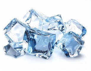 Glossy ice cube with melting edges, freshness and hydration concept