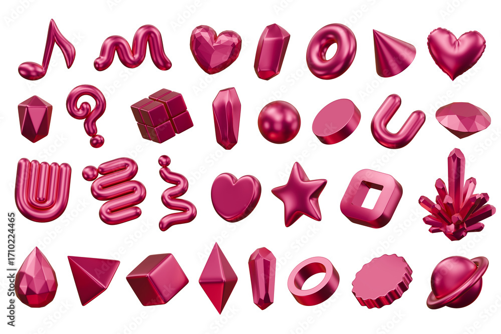 Poster decoration geometry set pink element for design pack isolated background 3d rendering