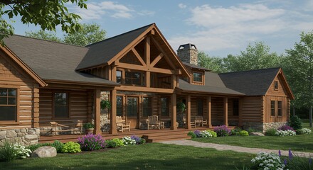 Modern log cabin exterior design