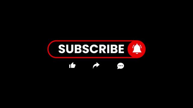 youtube subscribe animation  on blackground background. 4K 