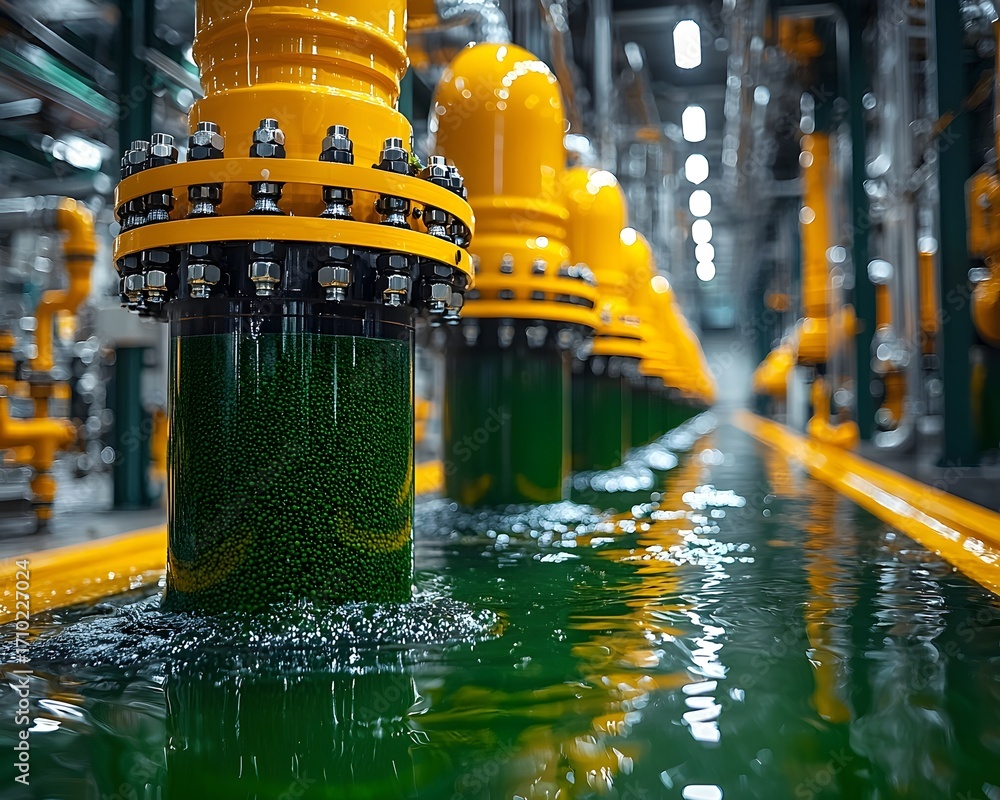 Poster industrial water purification system using submerged algae based filt n technology