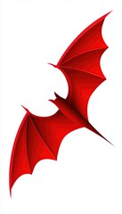 Red bat simple vector logo, perfect shaped flying halloween illustration bat isolated on white