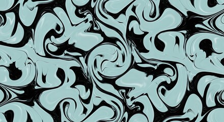 Abstract Swirling Teal and Black Pattern.