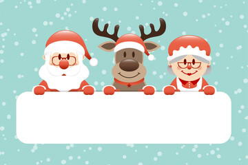 Gutschein Santa Rentier Und Mrs Santa Schnee T&uuml;rkis