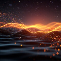 Floating Particle Elements in Digital Abstract Landscape