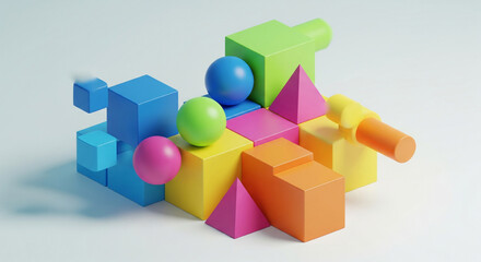 Obraz premium colorful cubes on white background