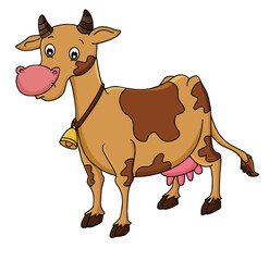 Cute cartoon hand drawn vector funny cow clipart.