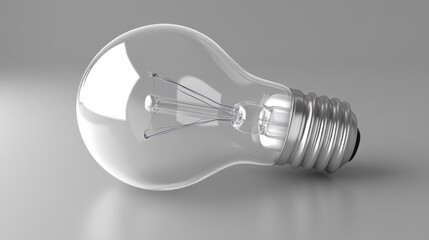 3D model of a lightbulb, studio shot, neutral background. Possible use for educational or illustrative purposes