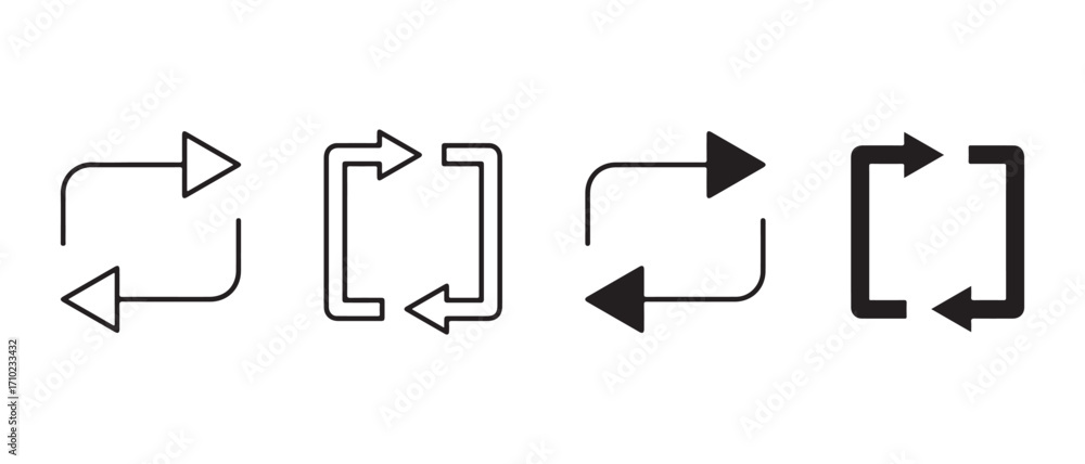 Poster refresh icons set. isolated on white background, representing reload and repeat.