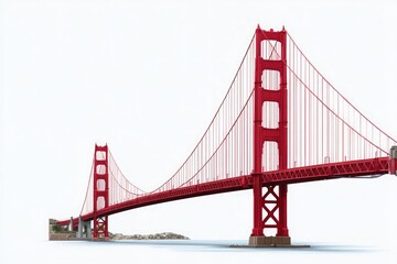 Fototapeta premium Golden Gate Bridge Side View Illustration San Francisco