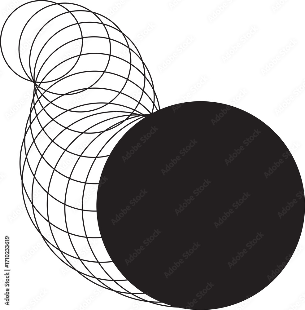 Poster digital motion stripe line round circle design