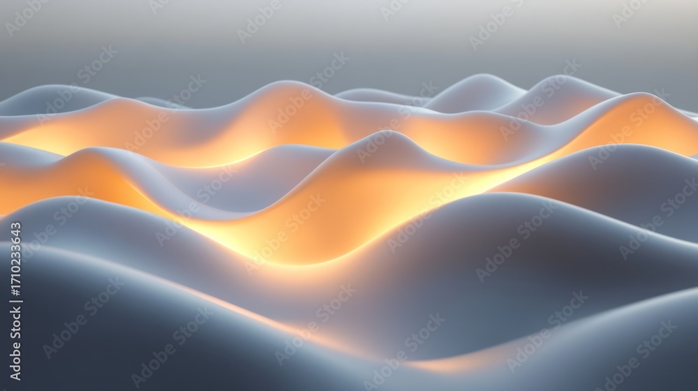 Poster abstract wavy surface lit by warm light. possible use background for design