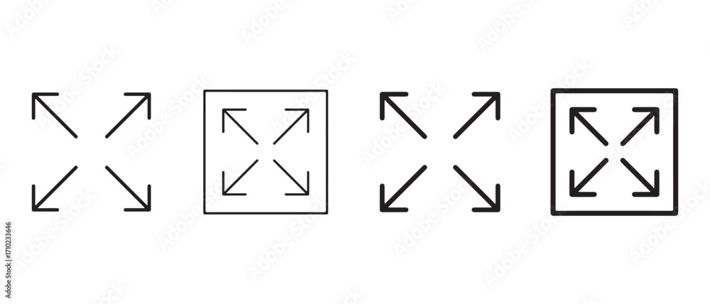 Poster resize icons set. isolated on white background, representing scaling and expansion.