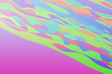 A vibrant and colorful background design featuring an array of smooth, flowing, and wavy ribbons in various pastel shades, all set against a bold pink and purple gradient.

