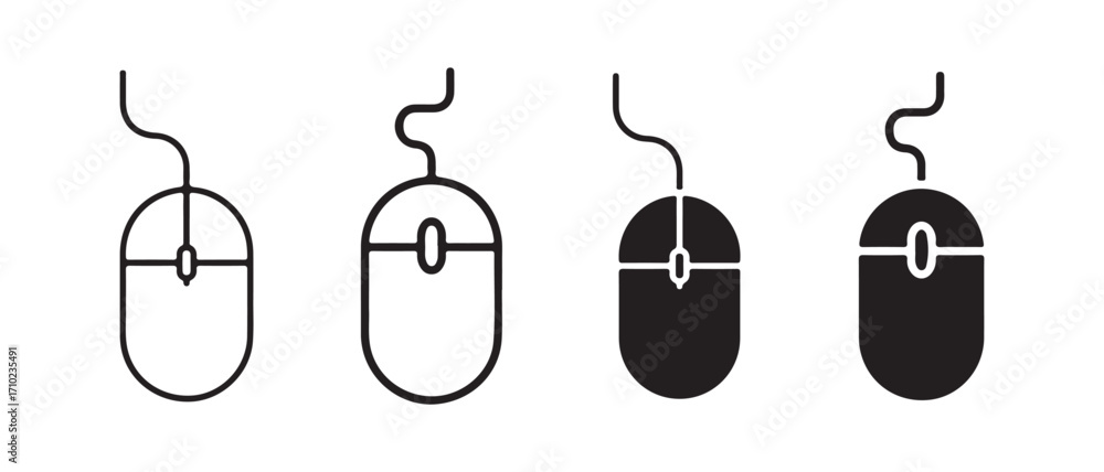 Poster computer mouse icon set. isolated on white background in vector illustration.