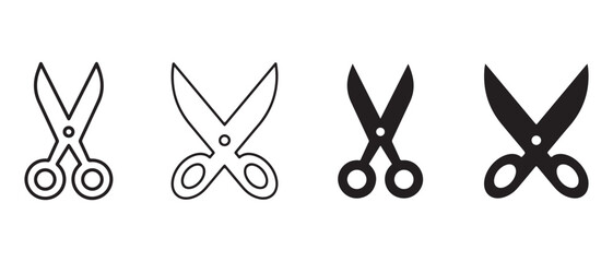 Scissors icon set. isolated on white background for cutting and crafting.
